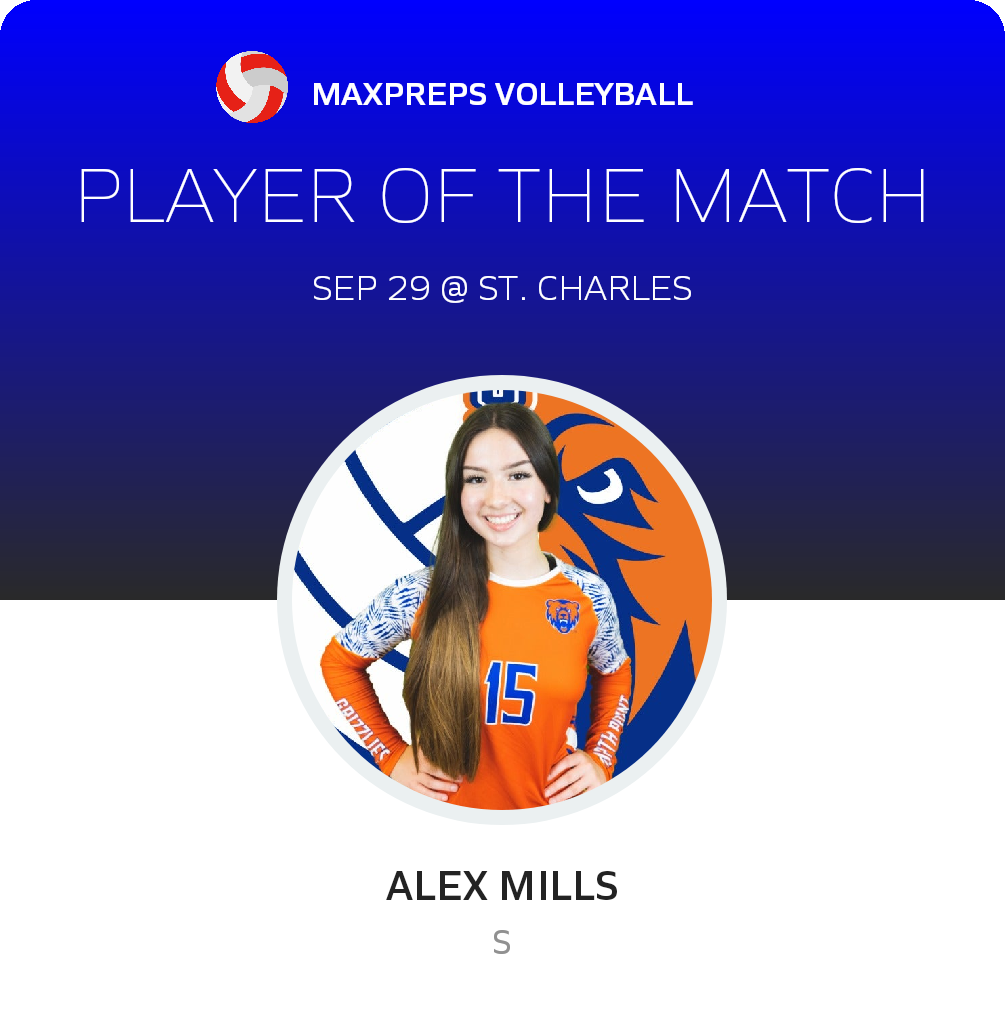 #15 Alex Mills Player of the Game badge