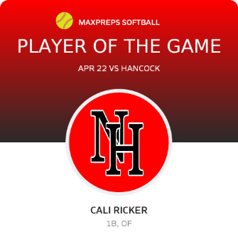 #13 Cali Ricker Player of the Game badge