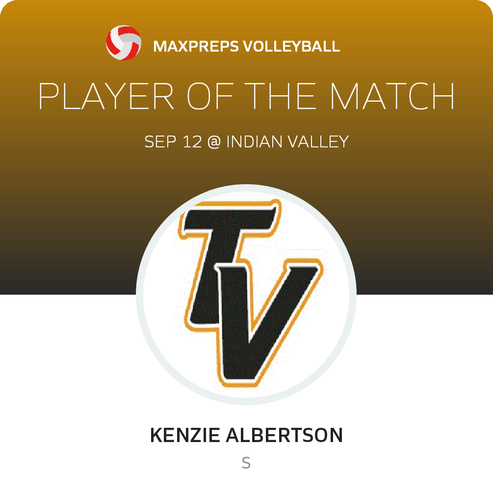 #9 Kenzie Albertson Player of the Game badge