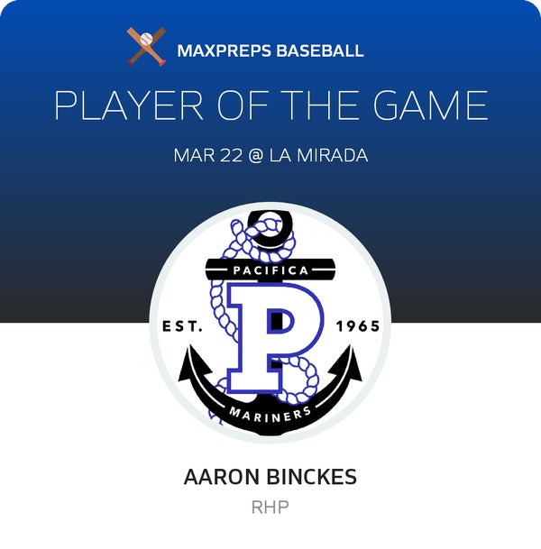 #25 Aaron Binckes Player of the Game badge