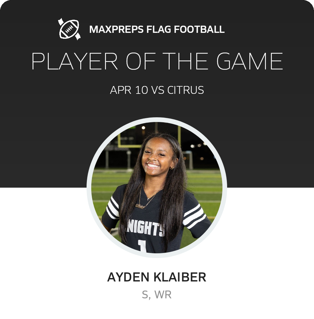 #1 Ayden Klaiber Player of the Game badge
