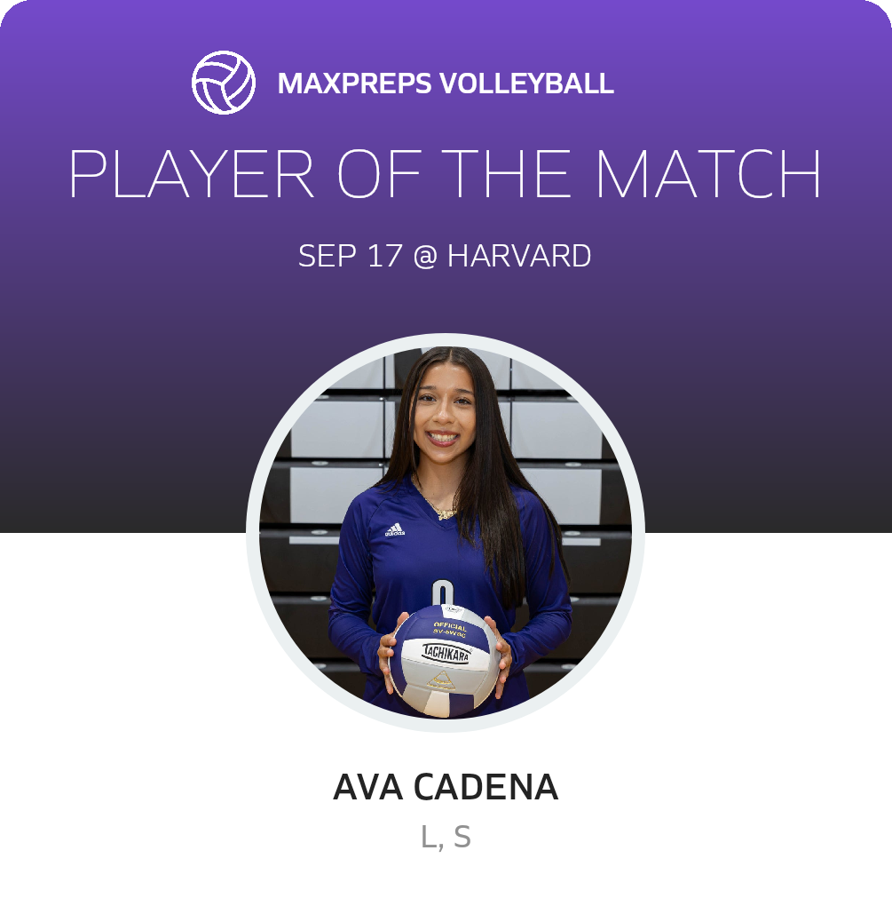 #9 Ava Cadena Player of the Game badge