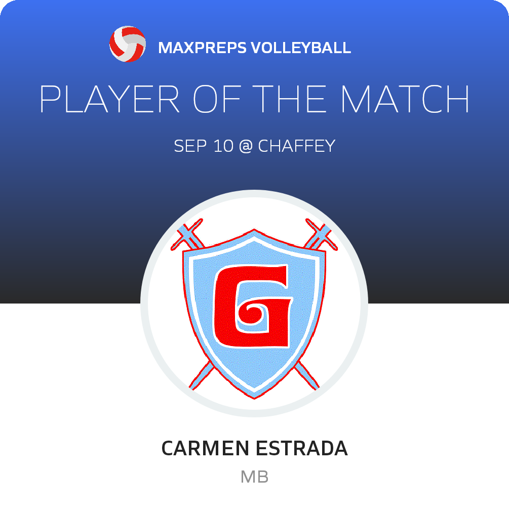 #15 CARMEN ESTRADA Player of the Game badge