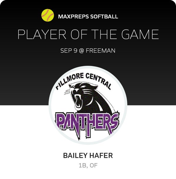#34 Bailey Hafer Player of the Game badge