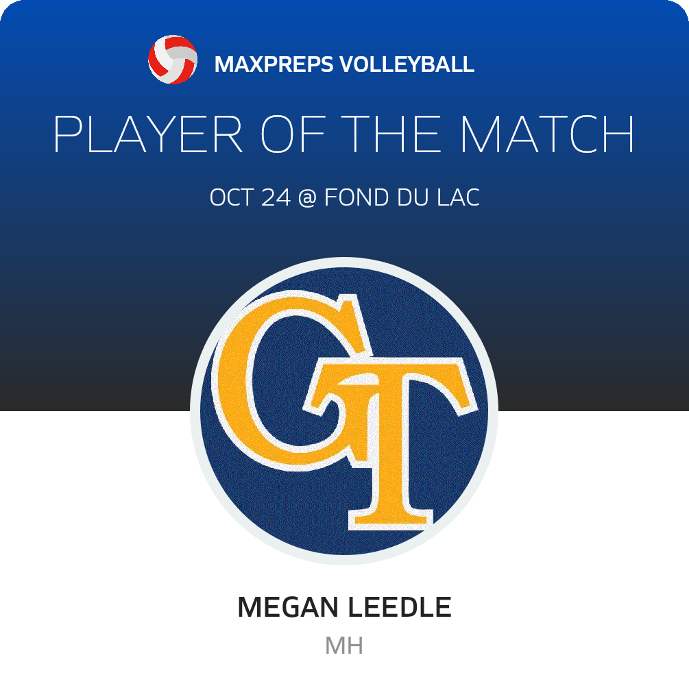 #13 Megan Leedle Player of the Game badge