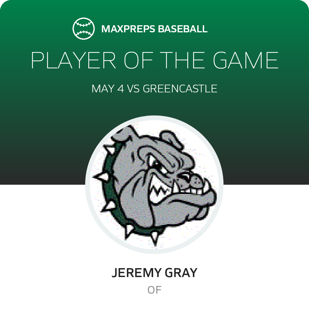 #44 Jeremy Gray Player of the Game badge