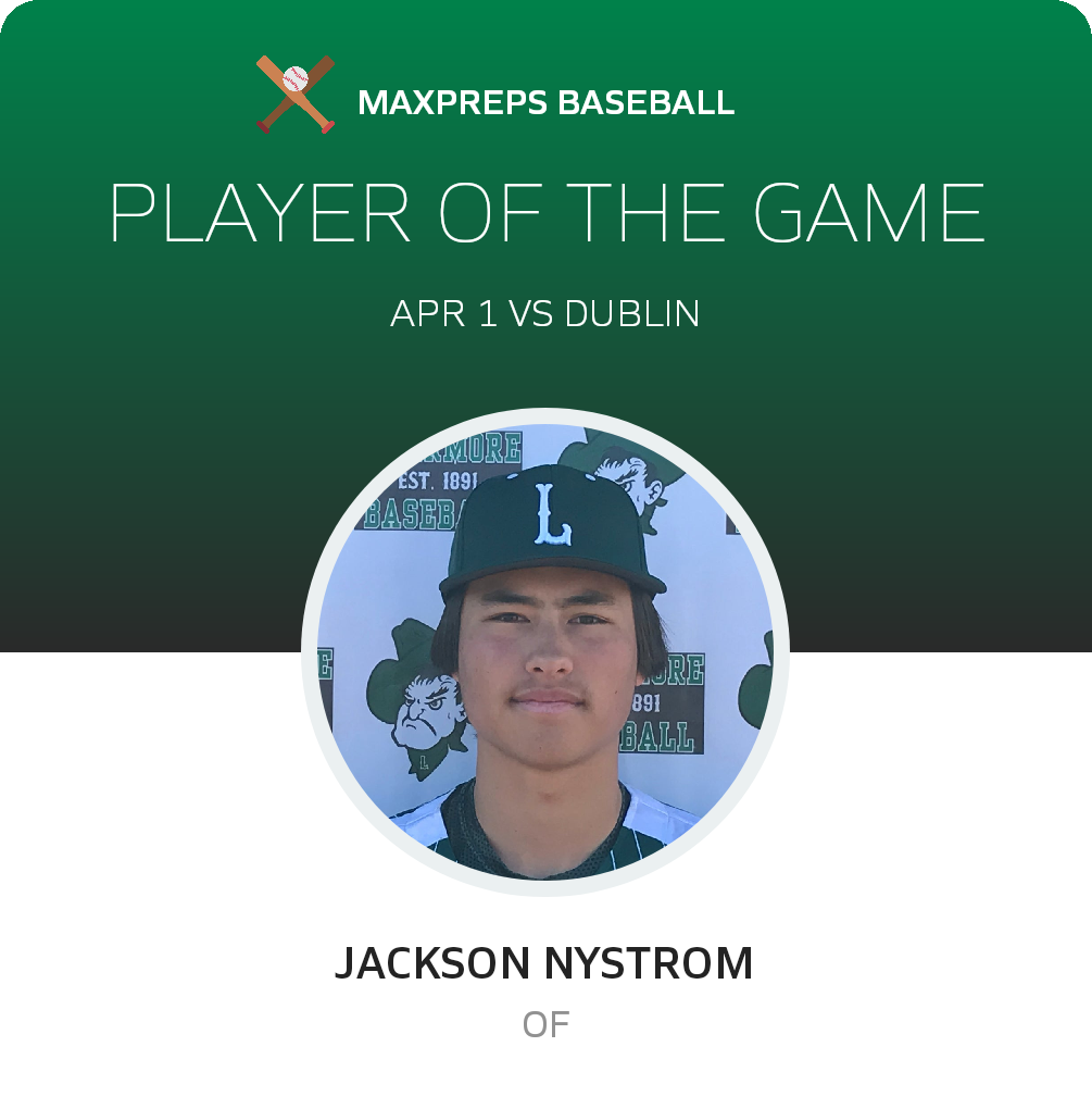 #8 Jackson Nystrom Player of the Game badge