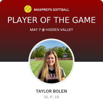 #8 Taylor Bolen Player of the Game badge