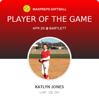 #25 Katlyn Jones Player of the Game badge