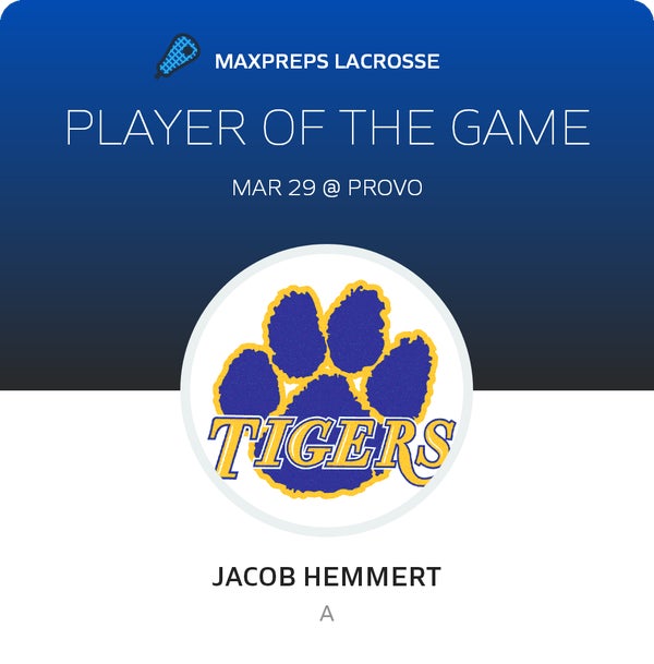 #9 Jacob Hemmert Player of the Game badge