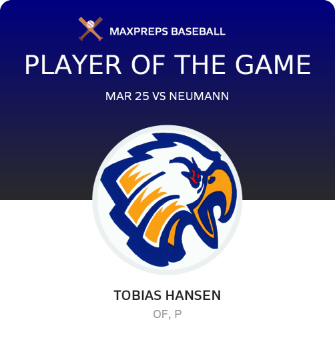 #18 TOBIAS HANSEN Player of the Game badge