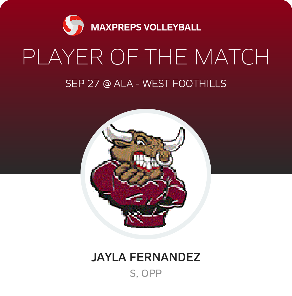#4 Jayla Fernandez Player of the Game badge