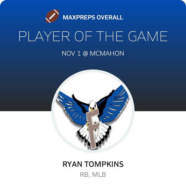 #8 Ryan Tompkins Player of the Game badge