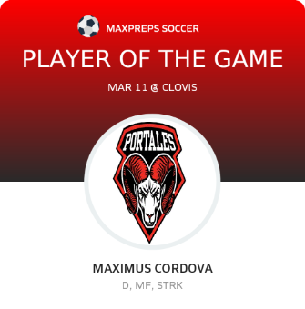 #1 Maximus Cordova Player of the Game badge