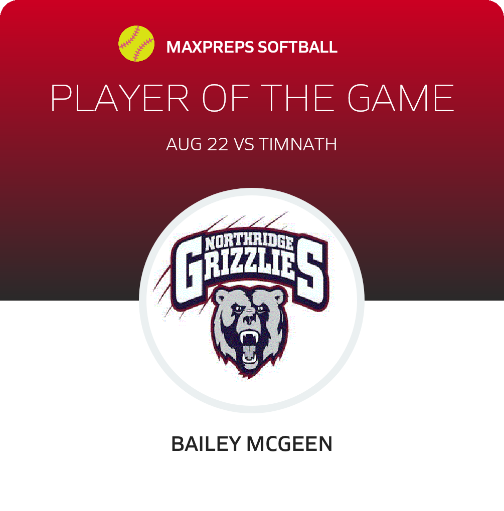 #6 Bailey McGeen Player of the Game badge