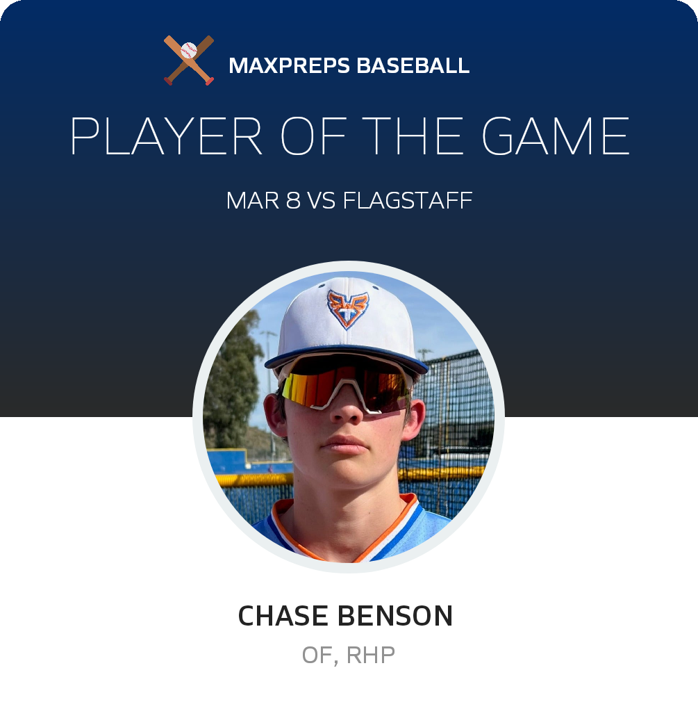 #1 Chase Benson  Player of the Game badge