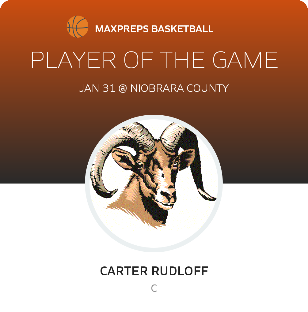 #25 Carter Rudloff Player of the Game badge