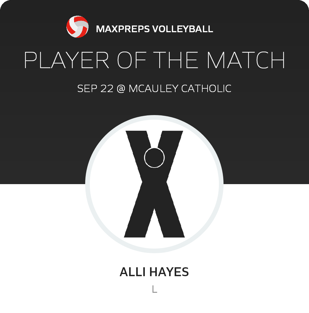 #2 Alli Hayes Player of the Game badge