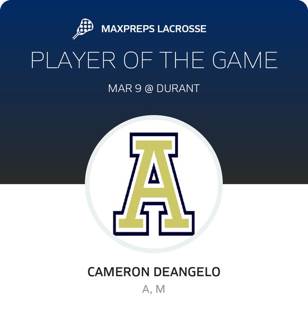 #6 Cameron DeAngelo Player of the Game badge