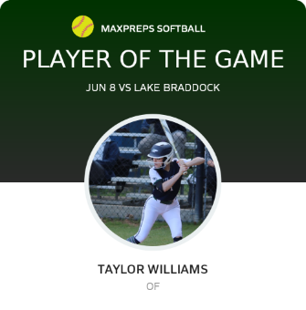 #1 Taylor Williams Player of the Game badge