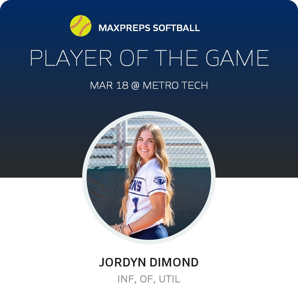 #1 Jordyn Dimond Player of the Game badge