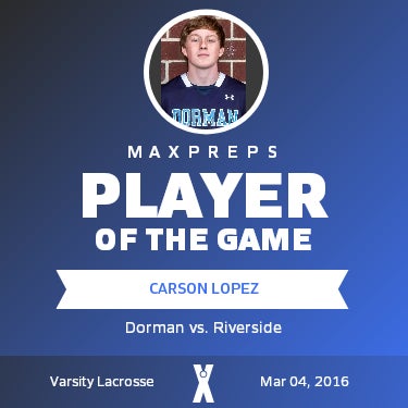 #12 Carson Lopez Player of the Game badge