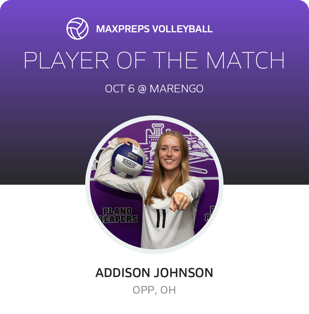 #11 Addison Johnson Player of the Game badge