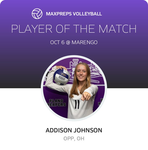 #11 Addison Johnson Player of the Game badge