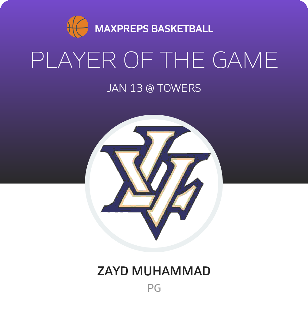 #22 Zayd Muhammad Player of the Game badge