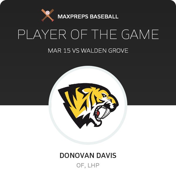 #9 Donovan Davis Player of the Game badge