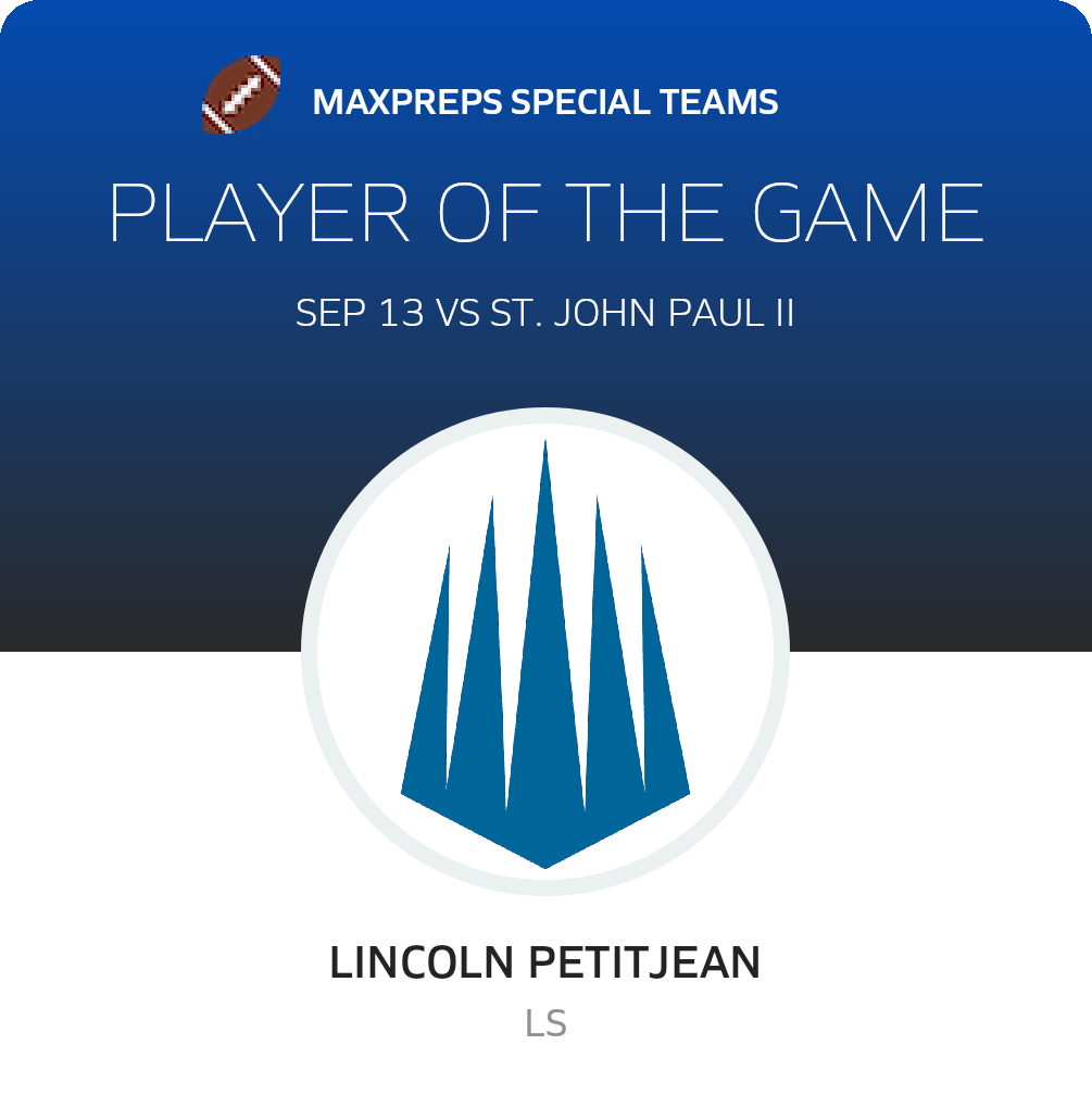 #49 Lincoln Petitjean Player of the Game badge