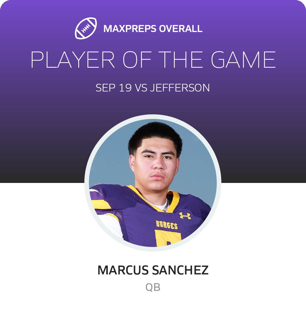 #5 Marcus Sanchez Player of the Game badge