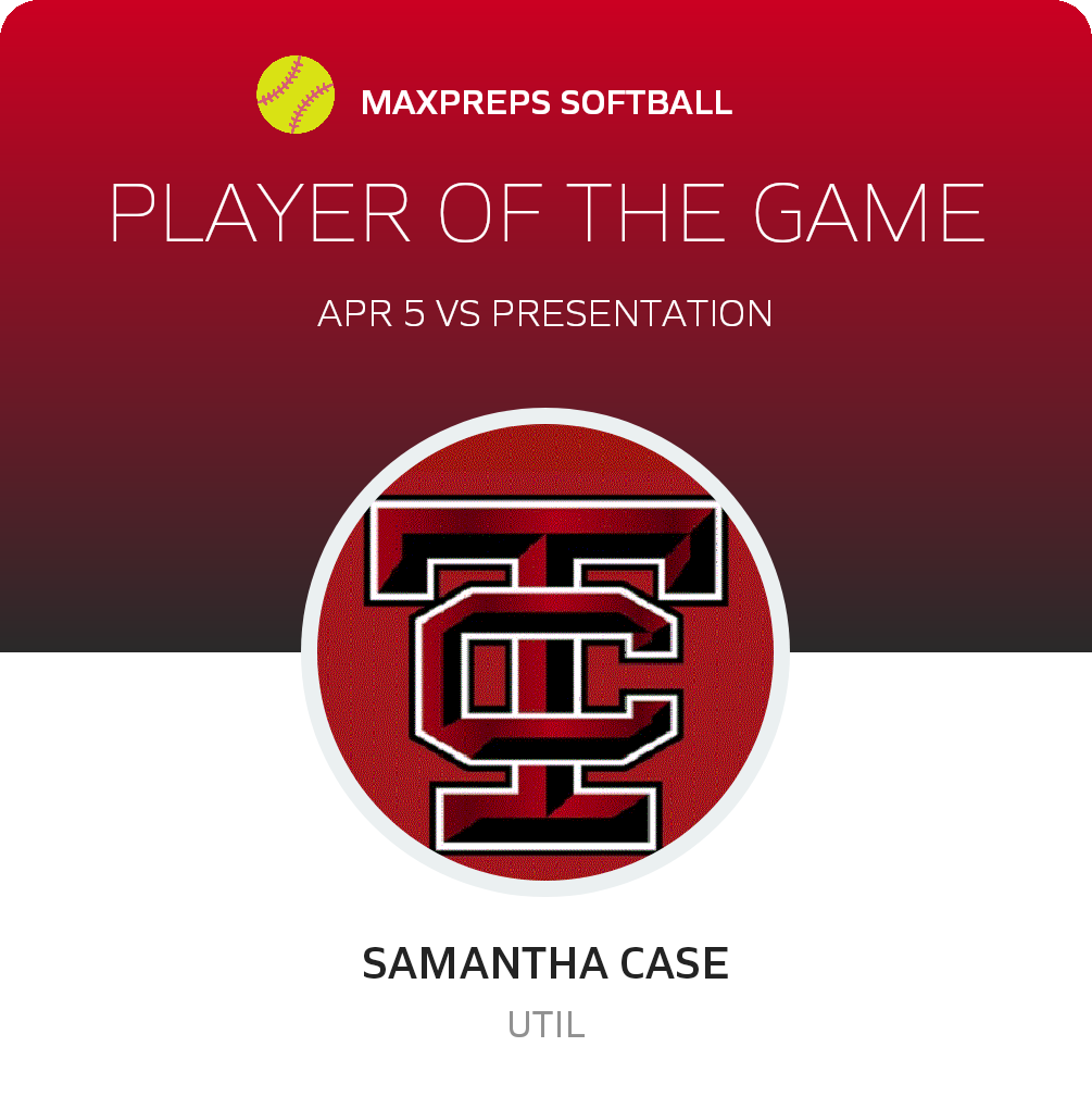 #19 Samantha Case Player of the Game badge