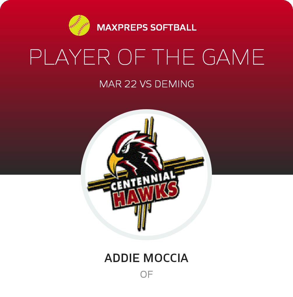 #15 Addie Moccia Player of the Game badge