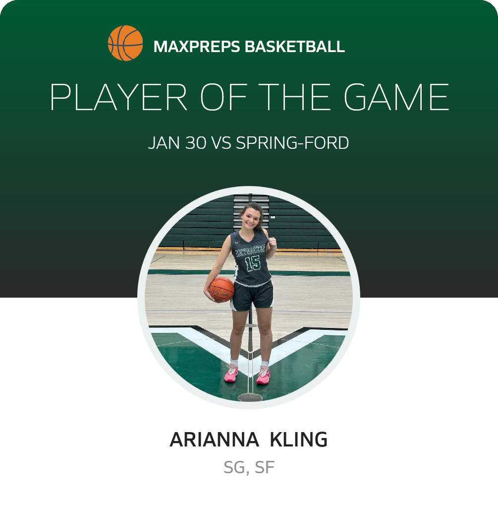 #15 Arianna  Kling Player of the Game badge