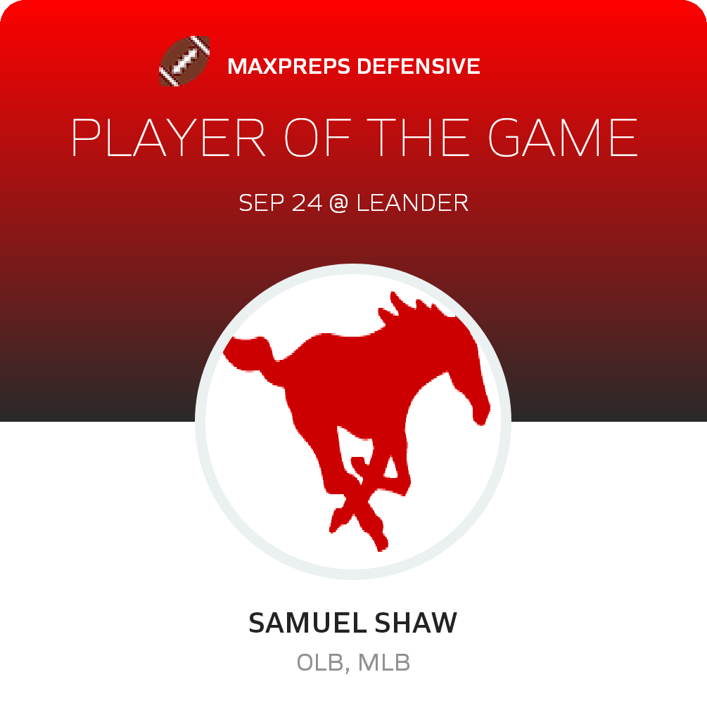 #13 Samuel Shaw Player of the Game badge