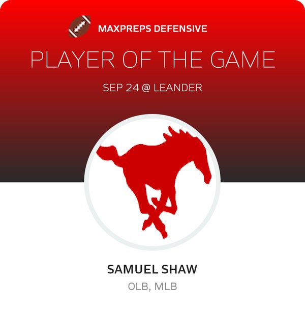 #13 Samuel Shaw Player of the Game badge