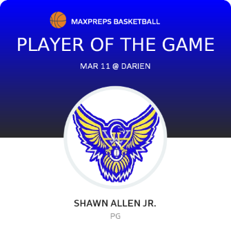 #3 Shawn Allen Jr. Player of the Game badge