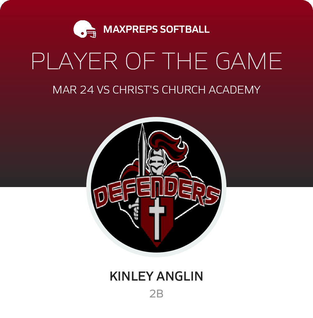 #21 Kinley Anglin Player of the Game badge