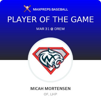 #15 Micah Mortensen Player of the Game badge