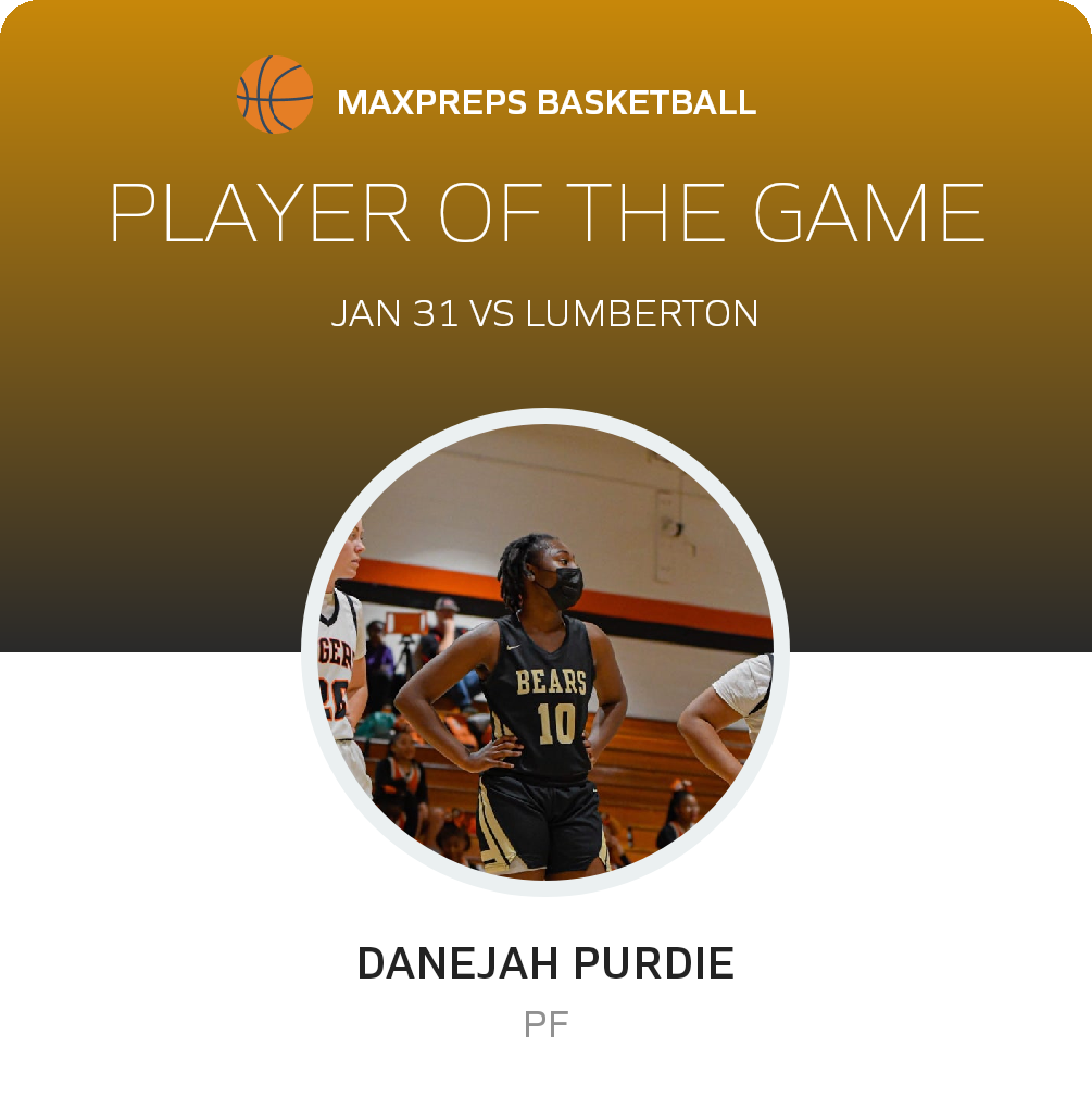#10 Danejah Purdie Player of the Game badge