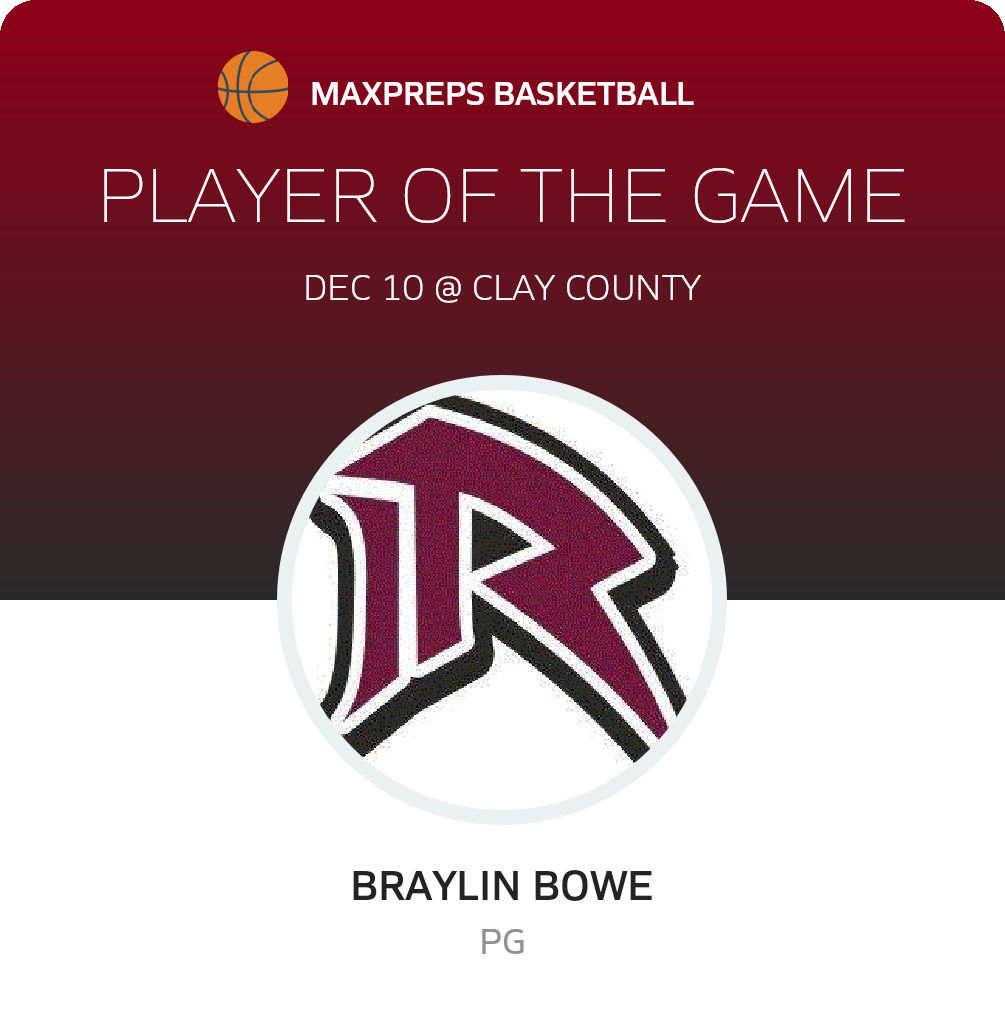 #15 Braylin Bowe Player of the Game badge