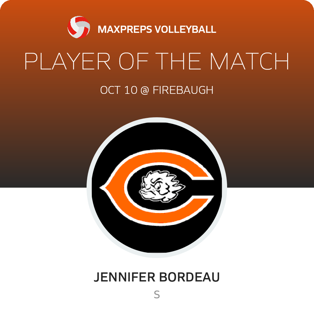#12 Jennifer Bourdeau Player of the Game badge