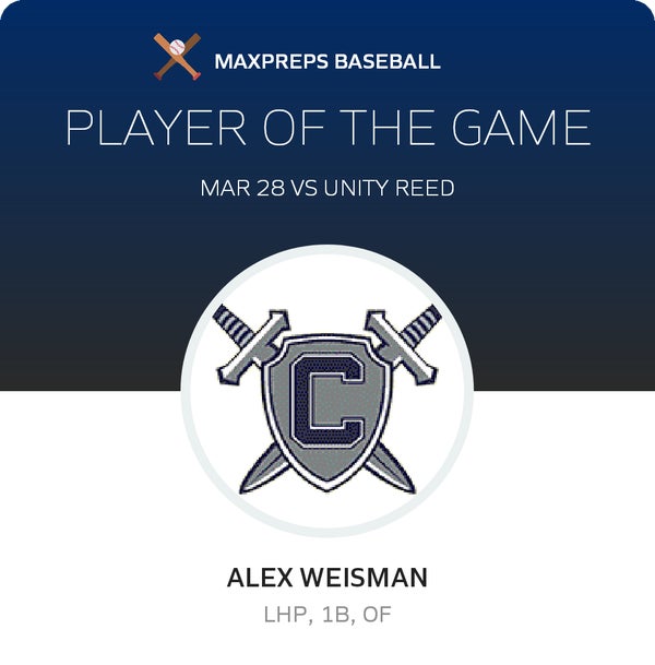 #9 Alex Weisman Player of the Game badge