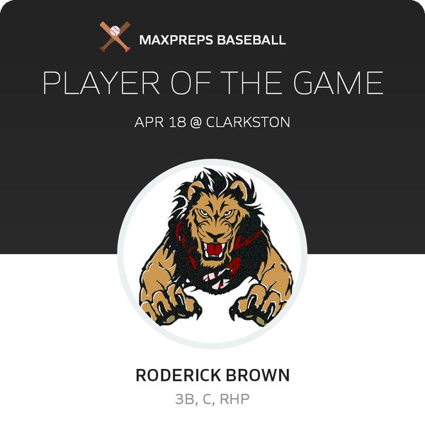 #12 Roderick Brown Player of the Game badge