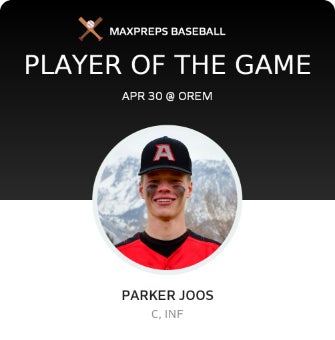 #20 Parker Joos Player of the Game badge