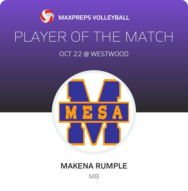 #10 Makena Rumple Player of the Game badge