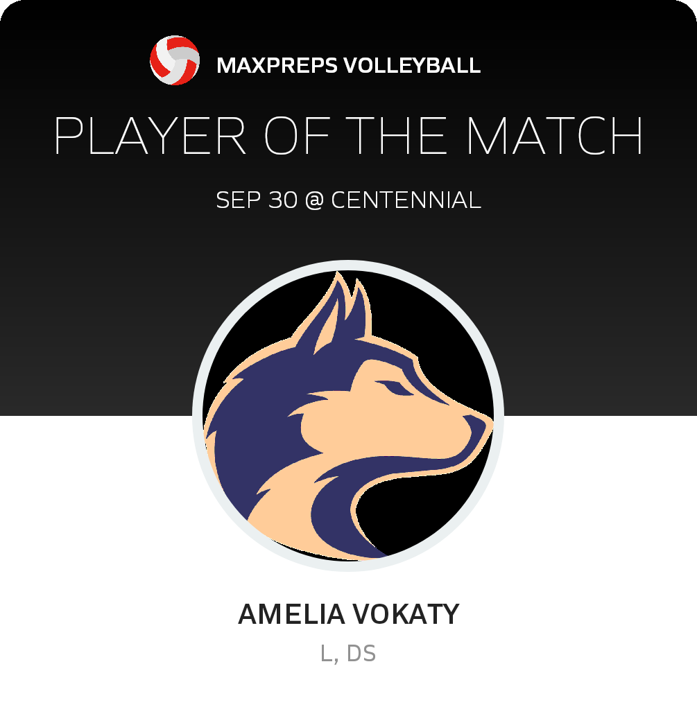 #3 Amelia Vokaty Player of the Game badge