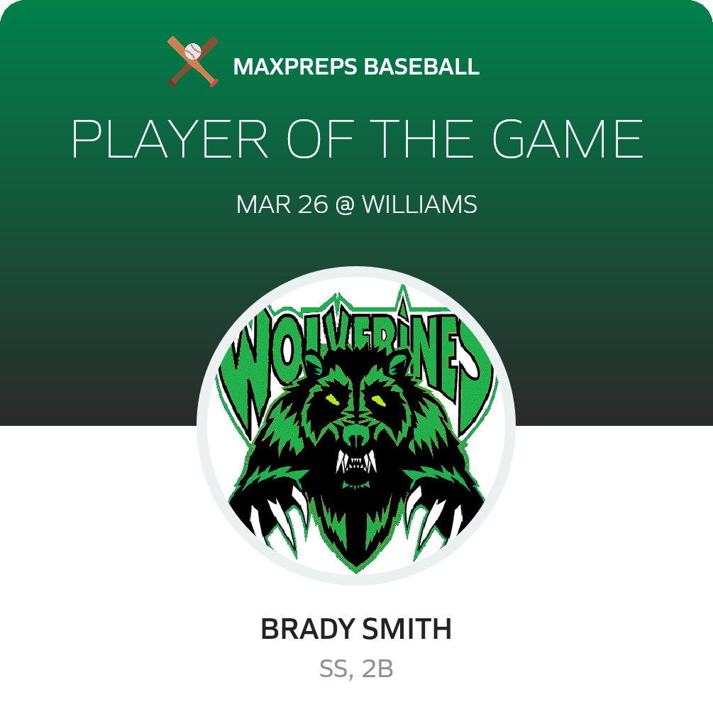 #1 Brady Smith Player of the Game badge