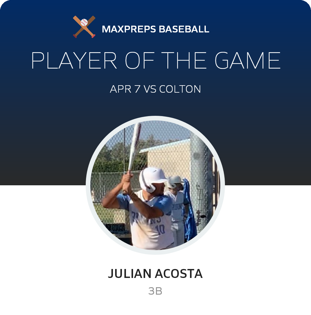 #10 Julian Acosta Player of the Game badge